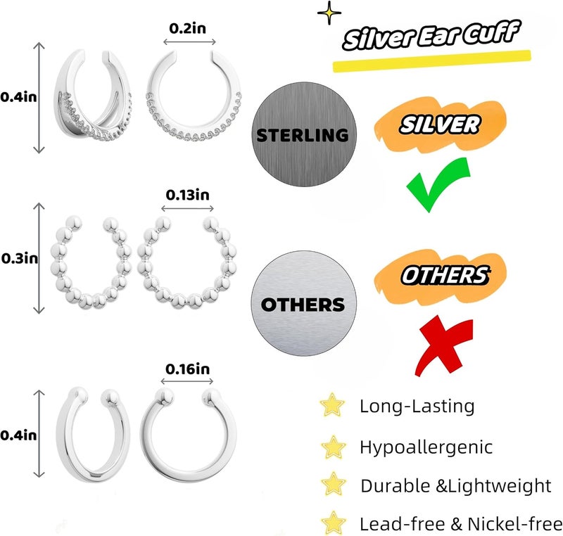 Funsanny Store Gold Ear Cuffs Earrings for Women Non Piercing - Clip on Cartilage Earrings Dainty 14K Gold Sterling Silver Plated Cubic Zirconia Huggie Hoop Earring for Women No Tarnish Trendy Jewelry Set - Image 5